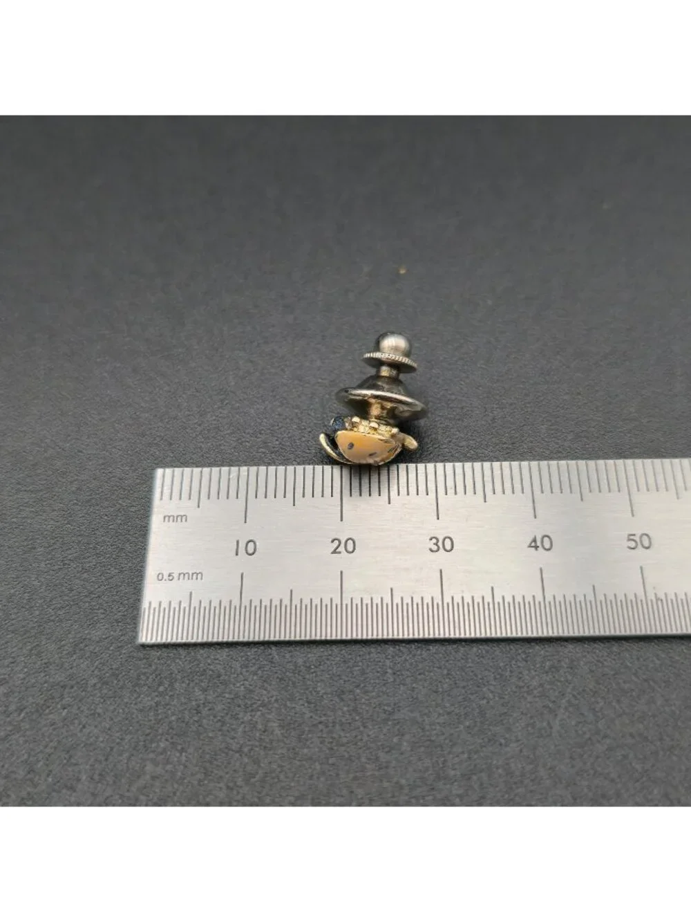 Vintage Yellow and Black Spotted Enameled Ladybug Insect Lapel Pin A8455